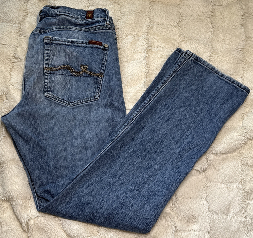 7 For All Mankind Size 33 Slimmy Straight Leg Distressed Jeans